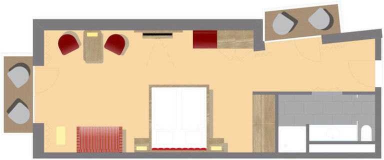 Grundriss großes Komfortdoppelzimmer-Allergikerzimmer